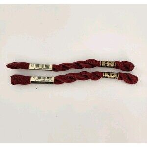 Lot Of 2 DMC 115 3-902  Pearl Cotton Skein Size 3 16.4yd-Very Dark Garnet New